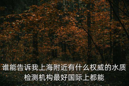 誰能告訴我上海附近有什么權威的水質檢測機構最好國際上都能