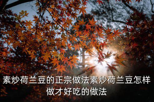 炒荷蘭豆的做法，荷蘭豆怎樣炒好吃