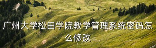 廣州大學松田學院教學管理系統密碼怎么修改