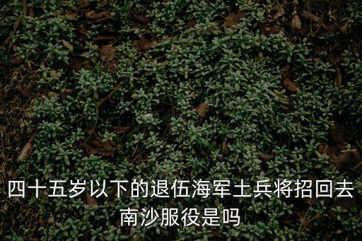 四十五歲以下的退伍海軍土兵將招回去南沙服役是嗎