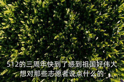 512的三周年快到了感到祖國好偉大想對那些志愿者說點什么的