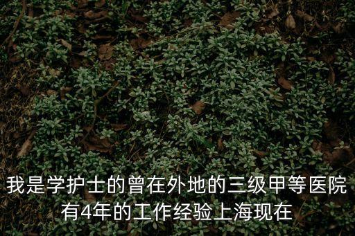 我是學護士的曾在外地的三級甲等醫院有4年的工作經驗上海現在
