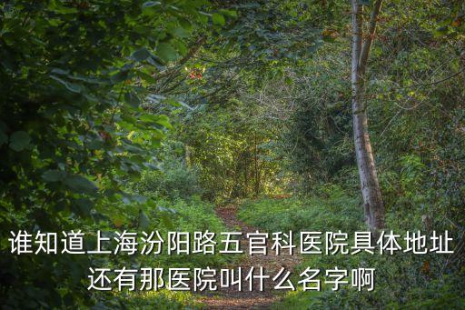 誰知道上海汾陽路五官科醫(yī)院具體地址還有那醫(yī)院叫什么名字啊