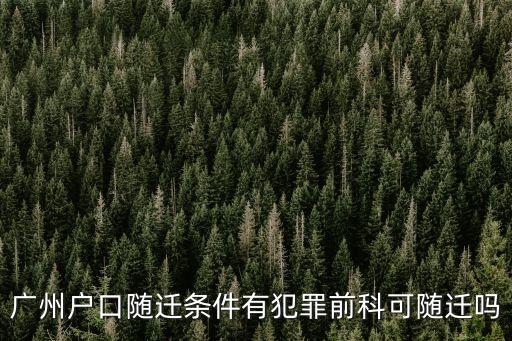 廣州戶口隨遷條件有犯罪前科可隨遷嗎