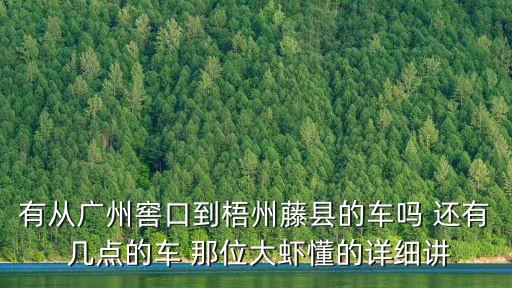 廣州窖口到藤縣汽車票，從窖口客運站 到廣西梧州藤縣車票多少錢一張