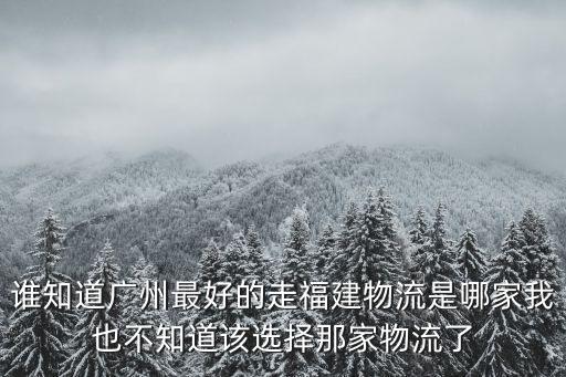 誰知道廣州最好的走福建物流是哪家我也不知道該選擇那家物流了
