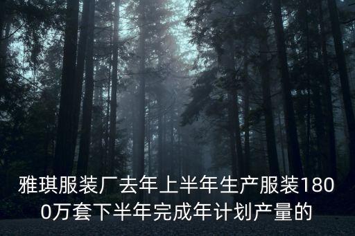 雅琪服裝廠去年上半年生產服裝1800萬套下半年完成年計劃產量的