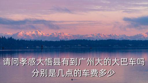 請問孝感大悟縣有到廣州大的大巴車嗎分別是幾點的車費多少