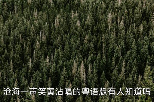 黃沾廣州話，滄海一聲笑黃沾唱的粵語版有人知道嗎