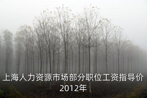 上海人力資源市場部分職位工資指導價2012年