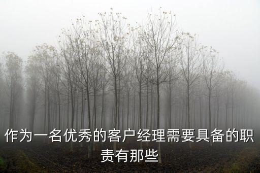 作為一名優秀的客戶經理需要具備的職責有那些