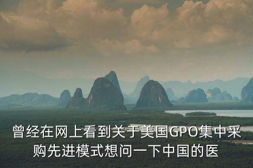 曾經在網上看到關于美國GPO集中采購先進模式想問一下中國的醫