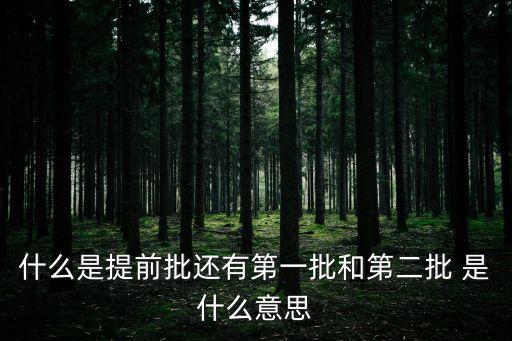 什么是提前批還有第一批和第二批 是什么意思