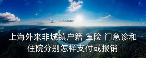 上海外來非城鎮戶籍 三險 門急診和住院分別怎樣支付或報銷