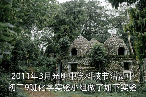 2011年3月光明中學科技節(jié)活動中初三9班化學實驗小組做了如下實驗