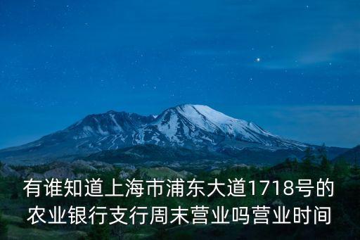 有誰知道上海市浦東大道1718號的農(nóng)業(yè)銀行支行周末營業(yè)嗎營業(yè)時間