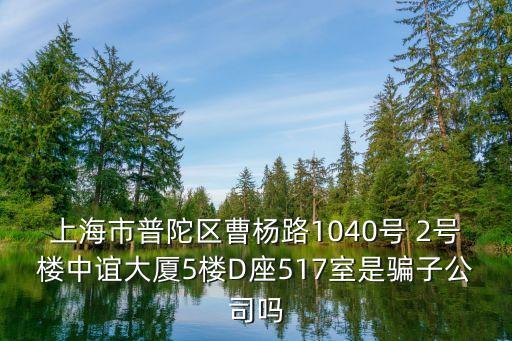 上海市普陀區曹楊路1040號 2號樓中誼大廈5樓D座517室是騙子公司嗎
