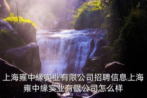 上海雍中緣實業有限公司招聘信息上海雍中緣實業有限公司怎么樣