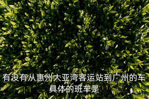 有沒有從惠州大亞灣客運站到廣州的車具體的班車是