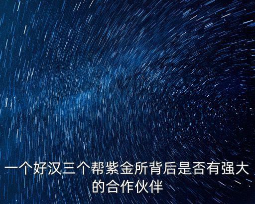 一個好漢三個幫紫金所背后是否有強大的合作伙伴