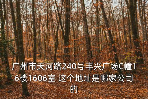 廣州市天河路240號豐興廣場C幢16樓1606室 這個地址是哪家公司的