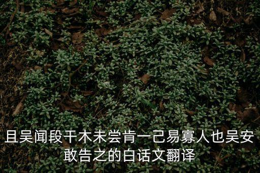 且吳聞段干木未嘗肯一己易寡人也吳安敢告之的白話文翻譯