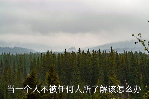 當一個人不被任何人所了解該怎么辦