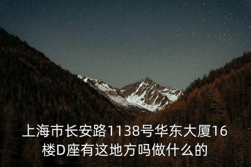 上海市長(zhǎng)安路1138號(hào)華東大廈16樓D座有這地方嗎做什么的