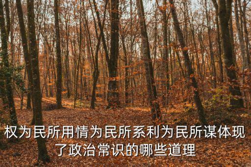 權為民所用情為民所系利為民所謀體現了政治常識的哪些道理