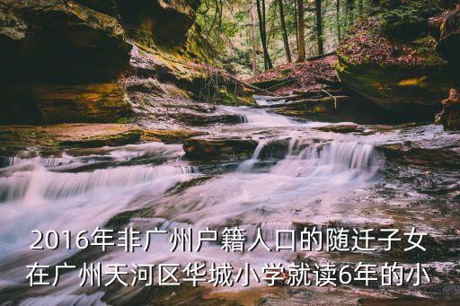 2016年非廣州戶籍人口的隨遷子女在廣州天河區華城小學就讀6年的小