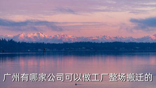 廣州有哪家公司可以做工廠整場搬遷的