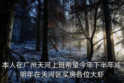 本人在廣州天河上班希望今年下半年或明年在天河區買房各位大蝦