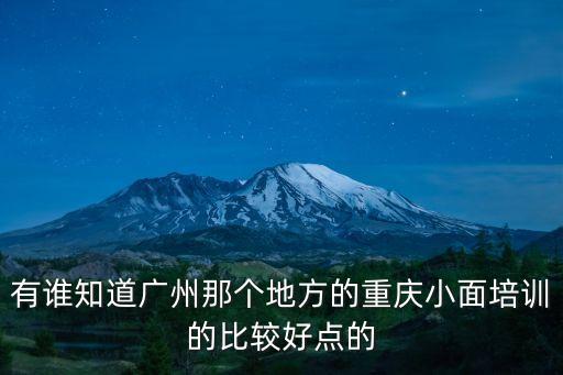 有誰知道廣州那個地方的重慶小面培訓的比較好點的