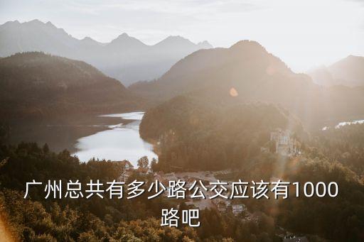 廣州總共有多少條路，廣州市一共有多少條路