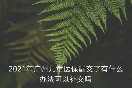 廣州市兒童醫保2020年度，2021年廣州兒童醫保漏交了有什么辦法可以補交嗎