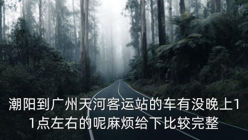 潮陽到廣州天河客運站的車有沒晚上11點左右的呢麻煩給下比較完整