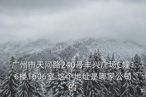 廣州市天河路240號豐興廣場C幢16樓1606室 這個地址是哪家公司的