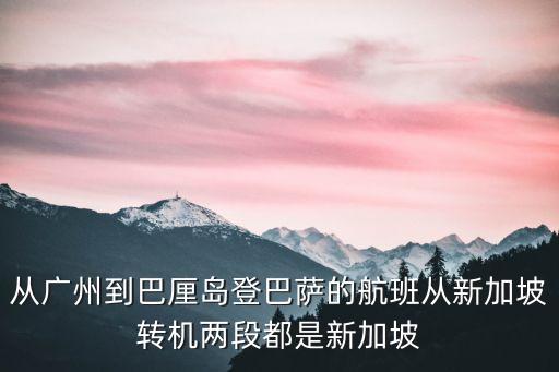 從廣州到巴厘島登巴薩的航班從新加坡轉機兩段都是新加坡