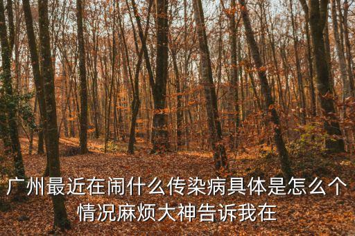 廣州最近在鬧什么傳染病具體是怎么個情況麻煩大神告訴我在