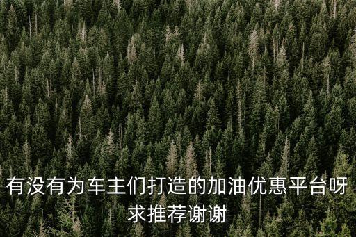 有沒有為車主們打造的加油優惠平臺呀求推薦謝謝