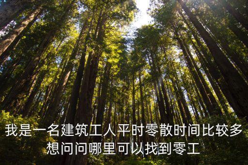 我是一名建筑工人平時零散時間比較多想問問哪里可以找到零工
