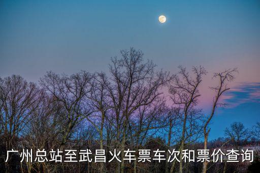 廣州總站至武昌火車票車次和票價查詢