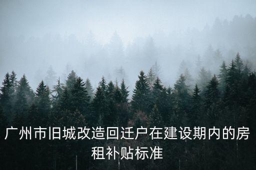 廣州市舊城改造回遷戶在建設期內的房租補貼標準