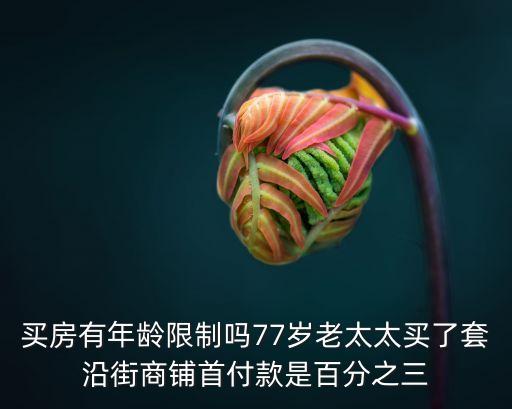 買房有年齡限制嗎77歲老太太買了套沿街商鋪首付款是百分之三