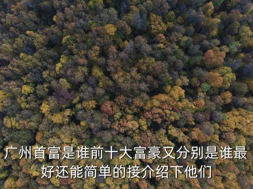 廣州首富是誰前十大富豪又分別是誰最好還能簡單的接介紹下他們