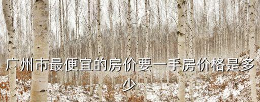 廣州市最便宜的房價要一手房價格是多少