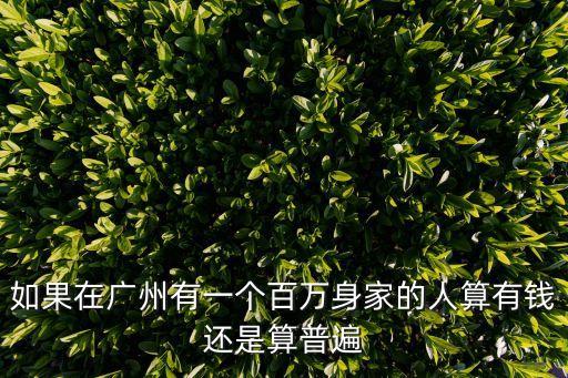 如果在廣州有一個百萬身家的人算有錢還是算普遍