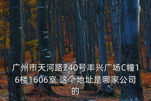 廣州市天河路240號(hào)豐興廣場(chǎng)C幢16樓1606室 這個(gè)地址是哪家公司的