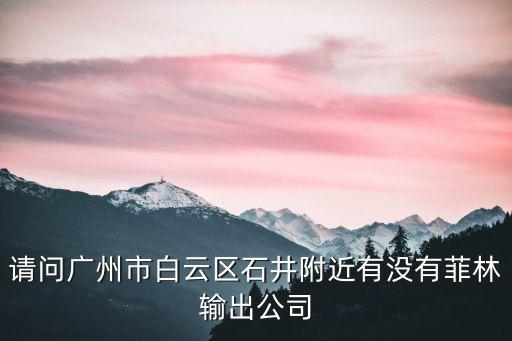 請問廣州市白云區石井附近有沒有菲林輸出公司