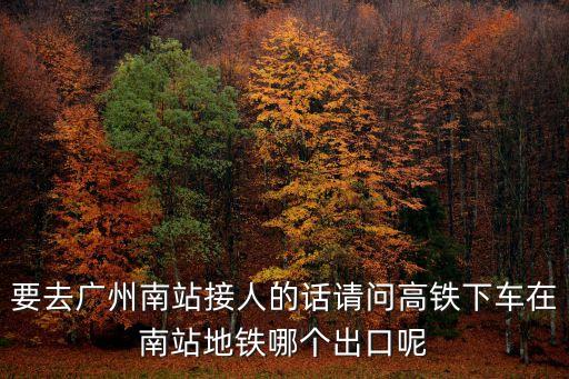要去廣州南站接人的話請問高鐵下車在南站地鐵哪個出口呢